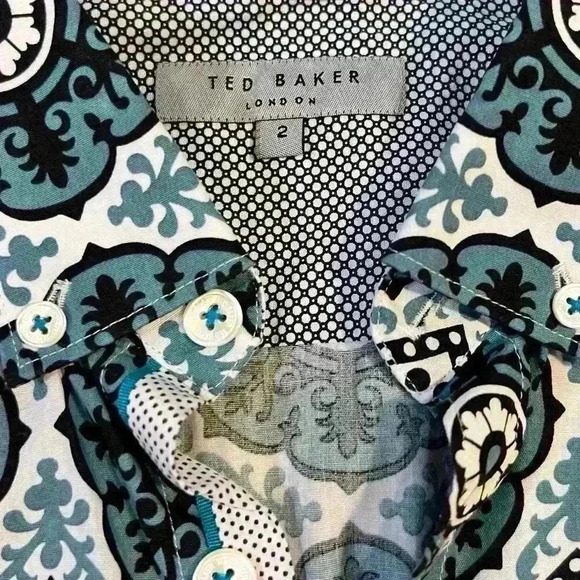 Ted Baker London Women’s Short Sleeve Button Down Blouse Size 2 (XS) Cotton - Picture 3 of 8